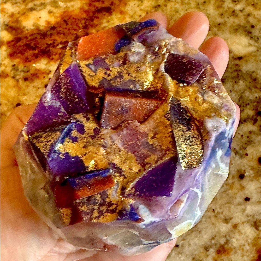 Crystal Soaps, Set 2 two Jumbo Soaps, Rock Gem Soap Bars 9oz ea. Handmade Gift